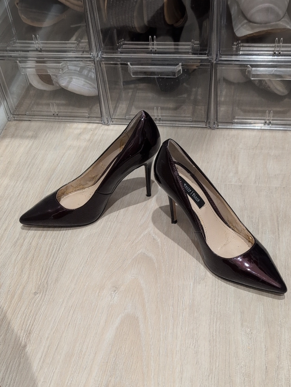 Stuart Weitzman Deep Burgundy Patent Leather Pointed Toe Pumps